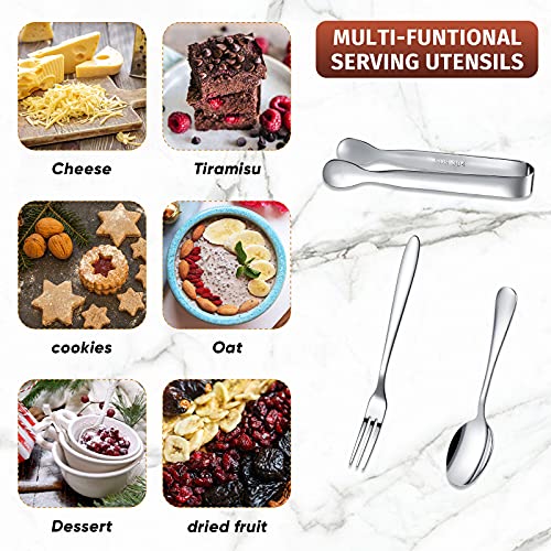 24 Pcs Mini Appetizers Forks and Spoons Tongs, Sharp Spoon, Silver - color: Silver, size: Sharp Spoon