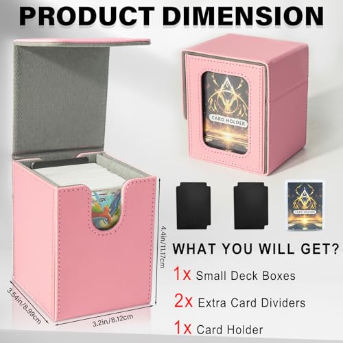 Card Deck Box for MTG Commander, Deck Case Holds 100 Double-Sleeved Cards - color: Pink & Gray, size: 1 Box