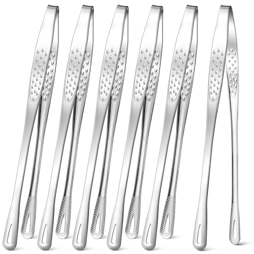 meekoo 6 Pcs Stainless Steel Korean BBQ Grill Tongs - size: 7.8 Inches