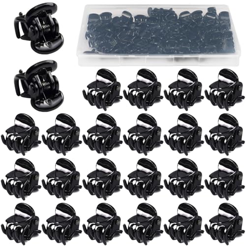 JANYUN 48Pcs Mini Hair Claw Clips, Black Tiny Hair Clips Hairstyle - color: Black