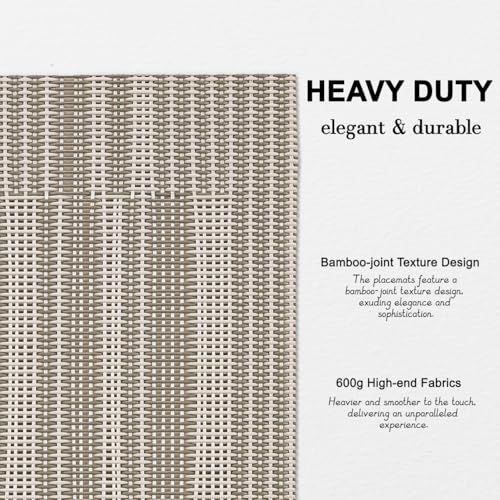 Placemats Set of 8, Vinyl Woven Heat-Resistant Place Mats - color: Gray Dark Gray, size: Set of 8