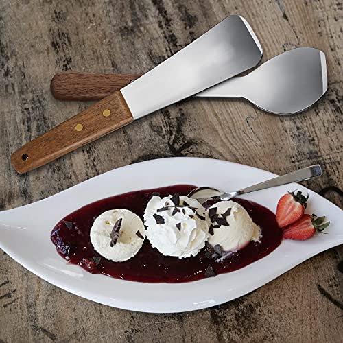 Patelai 2 Pcs Ice Cream Scoop Stainless Steel Shovel with Wooden Handle