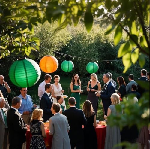 Green Orange Paper Lanterns Decorative 15pcs Party Hanging Decorations for Bachelorette Wedding Birthday Baby Shower Graduation Anniversary Green orangeThemed Room Decor - color: Green,orange,brown,gold,ivory White