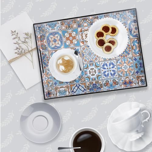 Spsyrine Plastic Serving Tray with Handles for Coffee Table, Boho - color: Multi Boho