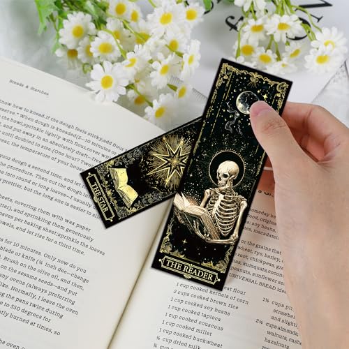 100 Pcs Gothic Tarot Bookmarks Bulk, Dark Academia Witchy Book Marks for Reading, Skeleton Paper Page Markers, Bookish Gifts for Reading Women Book Lovers Men, Dark Romance Merch - style: Gothic Tarot