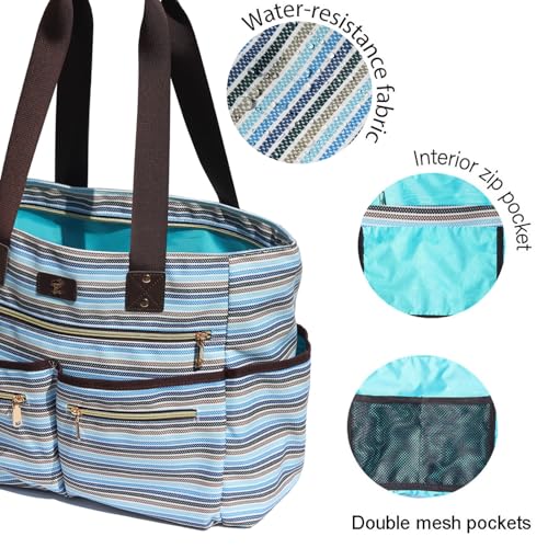Weekender Bag Carry On Bag Overnight Tote Travel Duffle with 13 Pockets for Travel,Work，Gym,Beach,Teacher,Nurse - color: Blue