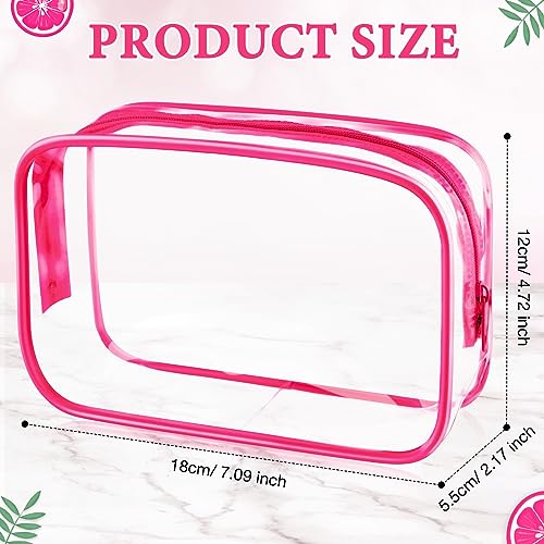 Weewooday 12 Pcs Clear Cosmetic Bags PVC Zipper,None - color: Rose Red, size: Medium