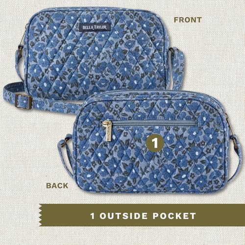 Bella Taylor Simple Crossbody, Quilted Handbag for Women - color: Navy Floral