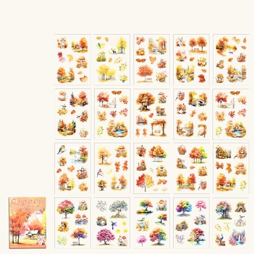 TIAMECH Glazed Tile House Autumn Garden Sticker Book - color: Autumn Garden