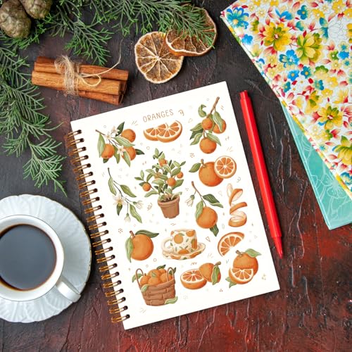 JXREQ Orange Fruit Notebook Journal for Women Diary Writing, Oranges Journaling Notebooks for Note Taking, School Office Supplies, Summer Fruit Spiral Notebooks 5.5x8.3 - color: Fruit 8