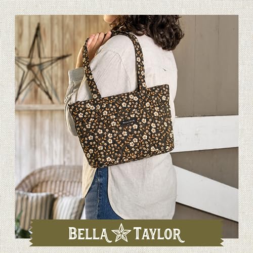 Bella Taylor Small Tote, Quilted Shoulder Bag for Women - color: Vintage Vine Midnight