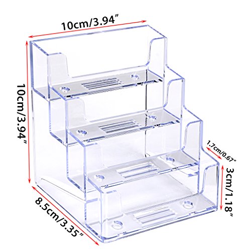Hipiwe Clear Acrylic Business Card Holder Stand for Desk, 4-Tier 2 Packs - color: Transparent