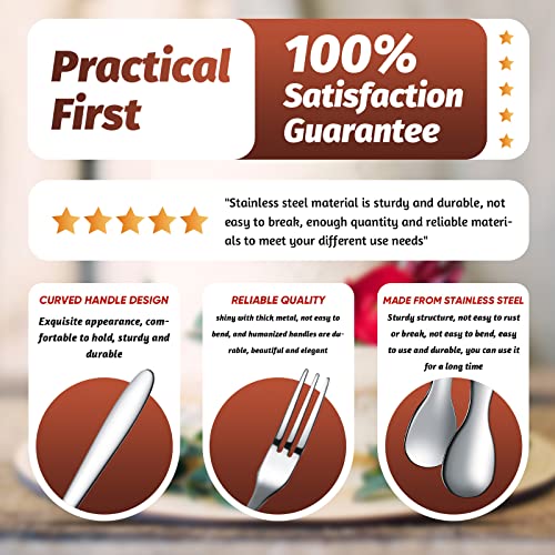 24 Pcs Mini Appetizers Forks and Spoons Tongs, Circular Spoon, Silver - color: Silver, size: Circular Spoon