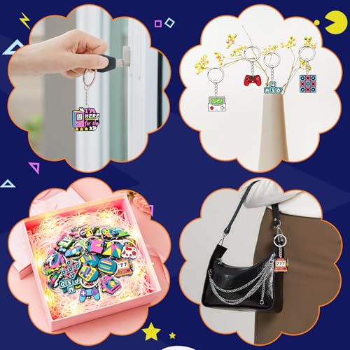 Cute Keychains Bulk, Keychain Charms Key Chain Trinkets Backpack Charms Accessories Keyring for Classroom Prizes - color: Video Games