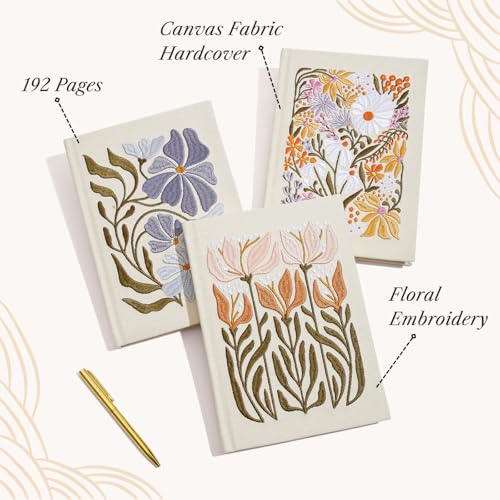 Lady Jayne Embroidered Canvas Hardcover Journal with 192 Lined Pages, 6” x 8.5” – Fruit and Fleur Cherries (83500) - color: Cherries