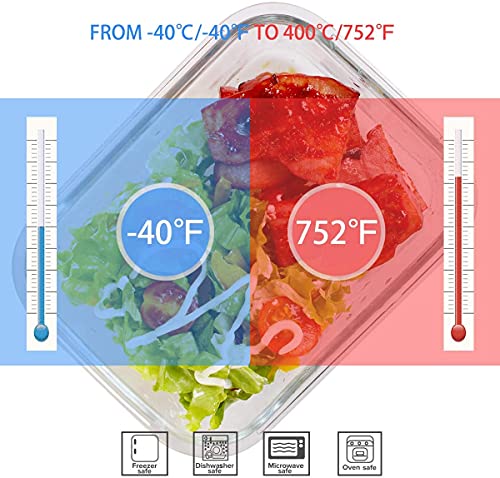 S SALIENT 18 Piece Glass Food Storage Containers with Lids, Glass Meal Prep Containers, food storage Containers for Food Storage, BPA Free & Leak Proof (9 lids & 9 Containers) - color: Blue, size: 18-Piece-Blue