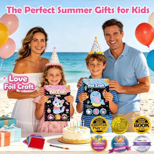 FUNNYB&G Foil Art Craft Kit for Kids, Sparkly Birthday Gift Toy for Girls - style: Little Cat