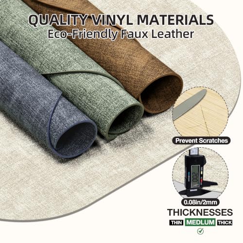 Placemats Set of 6, 17.7 x 11.8 Inch Oval Faux Leather Place Mats - color: R-beige