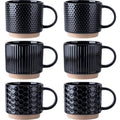 GBhome 12 OZ Stackable Coffee Mugs Set of 6, Ceramic Black Coffee Cups Set - color: Black, size: 12 Ounce(6PCS)