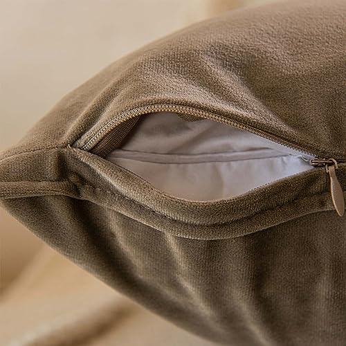 JUSPURBET Velvet Decorative Throw Pillow Covers 16x16 Set of 2,Stone - color: Stone, size: 16" x 16" (Pack of 2)