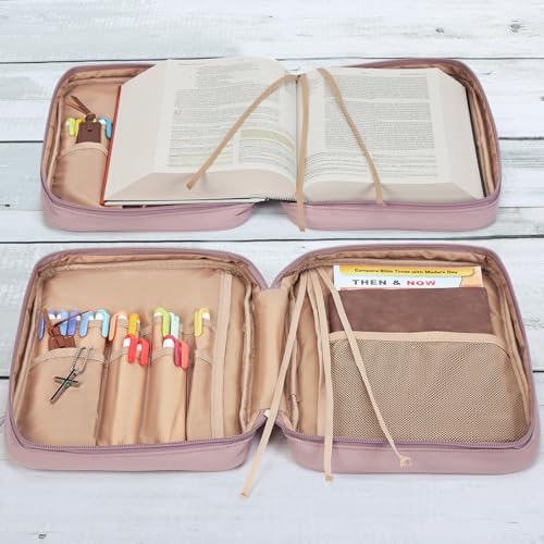 FINDCOZY Bible Cover for Women, Medium Carrying Case for Regular Bible - color: Peach Pink, size: Medium