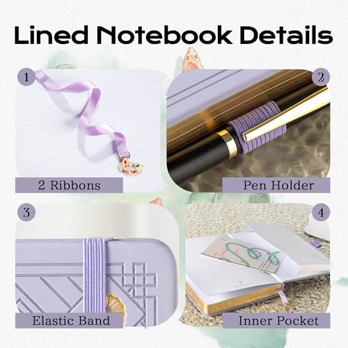 TIEFOSSI A5 Lined Journal Notebook 316 Pages for Women & Men - color: Light Purple, size: A5-Lined