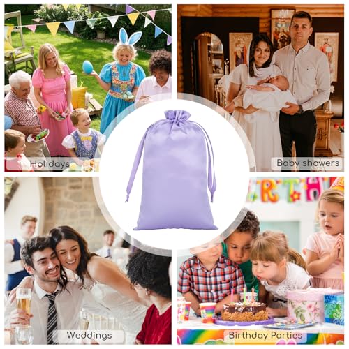 30Pcs Satin Gift Bags, 5x8 Purple Cloth Drawstring Pouch - color: Purple, size: 5×8 in