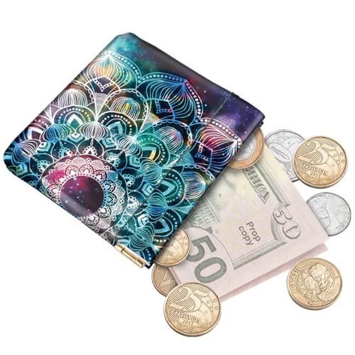 Squeeze Coin Purse Pouch Mini Coin Pocket Portable Change Wallet - color: Mandala, size: Mini (3.54"x3.2")