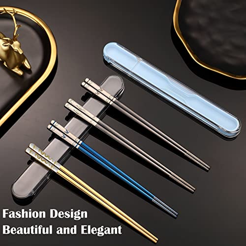 Metal Chopsticks Reusable,Stainless Steel,Titanium Plated,Black Phoenix 1PC