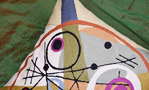 Kandinsky Abstract Throw Pillow Cover - Circles | Modern Couch & Outdoor Pillow | Mid Century Chair Cushions | Handmade Wool Size 18x18 - color: Gold Circles in Circle