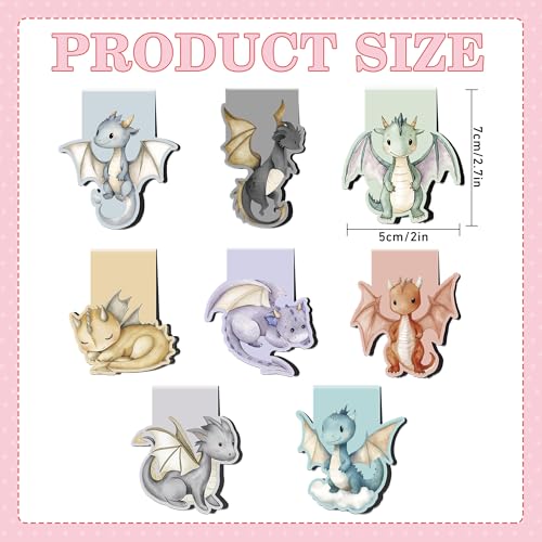 Cute Dragon Magnetic Bookmarks, 8 Pcs Fun Animal Book Marks for Reading Kids Boys Girls, Magnetic Bookmark Clips for School Supplies, Birthday Christmas Gifts for Book Lovers - style: Cute Dragon