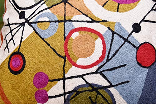 Kandinsky Abstract Throw Pillow Cover - Circles | Modern Couch & Outdoor Pillow | Mid Century Chair Cushions | Handmade Wool Size 18x18 - color: Gold Circles in Circle