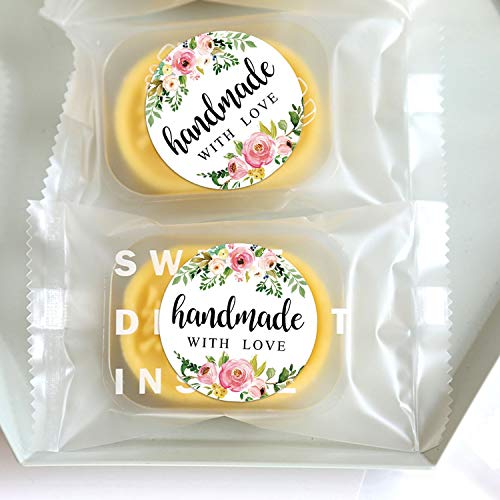 1.4 Inch Floral Handmade Stickers, 500 Round Adhesive Label Stickers, Perfect for Baking, Craft Projects, Gift Package Decoration