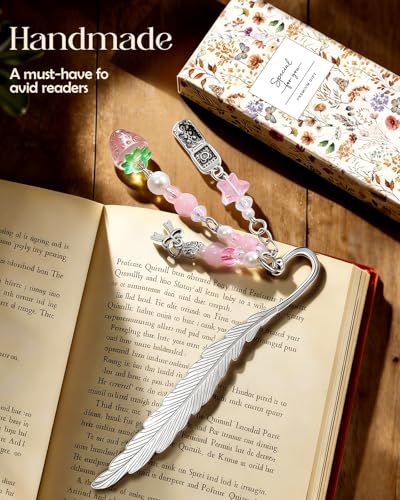 Buleens 2 Pack Bookmarks for Women Reading - Book Marks for Readers Book Lovers, Cute Y2K Pink Bow Strawberry Personalized Metal Bookmark with Pendants, Pretty Aesthetic Book Accessories Reading Gifts - color: Sliver Y2k Bow