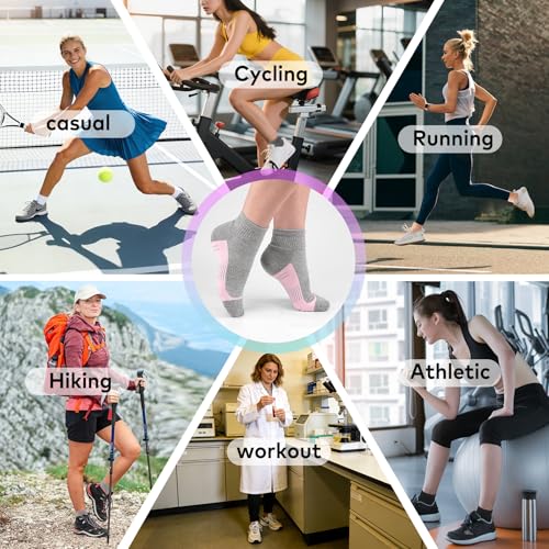 cuangya Women Athletic Ankle Cushioned Running Socks 6-Pairs - color: 5 Pairs Classic Retro, size: 5-8