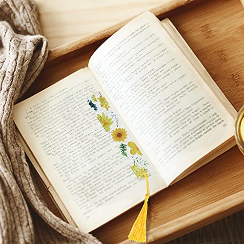 Outus 8 Sets Floral Acrylic Bookmarks for Women, Transparent with Tassels