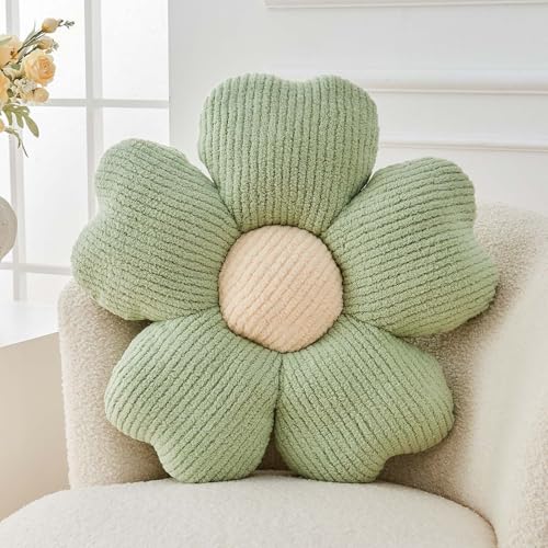 Kcvvcr Flower Throw Pillow, Cute Flower Shaped Pillow Decorative Throw Pillow for Bed Couch, Soft Daisy Pillows Floor Seating Cushion Cushions (14.9 Inch Sage Green) - color: Sage Green, size: 14.9 Inch