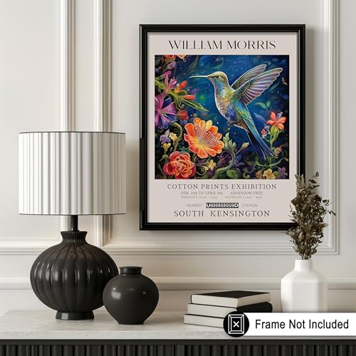 Poster Master William Morris Poster - Hummingbird and Flowers Print - Botanical Art - Exhibition Art - Farmhouse Print - Floral Illustration - Aesthetic Living Room or Office Wall Decor - 8x10 UNFRAMED Wall Decor - color: Style-06, size: 8"L x 10"W