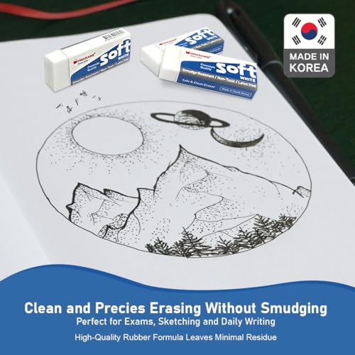 Hwarang Original Korean Art Eraser Set – Soft, Clean Erasing, Professional & School Supplies, Eco-Friendly, Quality Proven, Dust-Free, Smudge-Proof - 24 Erasers