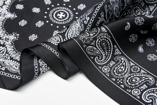 100% Mulberry Silk Scarf - 25.6" Square Neckerchief & Headscarf Gift Packed - color: Black-5