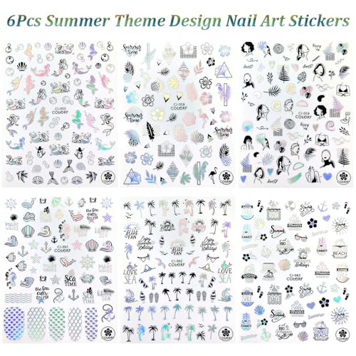 Beach Nail Stickers for Nail Art Nail Decals for Women - color: Colorful-22