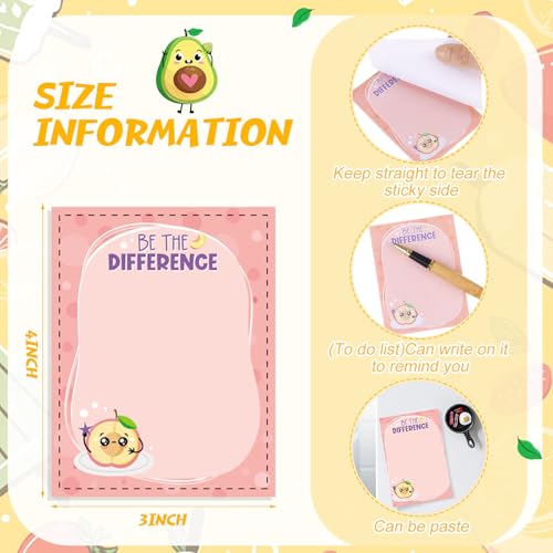 Chiisong 12 Pcs Fun Inspirational Sticky Notes Fruit Notepads - style: Motivational Fruit