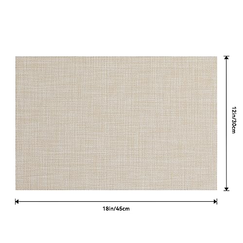 Leetaltree Woven Vinyl Beige Placemats Set of 24, Linen Look & Easy to Clean - color: Beige, size: Set of 24