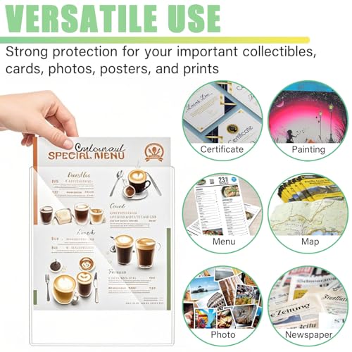 12PCS 6" x 9" Clear Rigid Card Sleeves – Waterproof Hard Plastic Protectors for Postcards, Prints, Photos, Trading & Sports Cards – Top Load Jumbo Sheet Holders - size: 6" x 9"