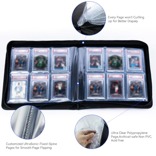 Graded Card Binder 6 Pocket, Holds 60 PSA Slabs for PSA CGC CSG Slabs, BT75 - color: Graded Card Binder-60