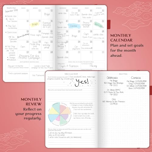 Legend Planner Undated, Weekly & Daily Goal Journal, A5 Wine Red - color: Wine Red Gold (Undated), size: A5 (5.5'' x 8.3'')