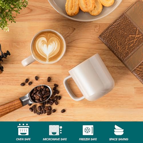 vancasso Coffee Mugs Set of 6, 12 Oz Ceramic Coffee Cups with Handle, Ceramic Unique Glaze Coffee Cup for Cappuccino, Latte, Tea, Cocoa, Dishwasher & Microwave Safe Gift Sets, Gray, Series PLAYA - color: Gray, size: 12 Oz