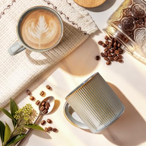 theterra Ceramic Coffee Mugs Set of 4, 14.2 oz Coffee Cups with Handle - color: Desert Sage, size: 14 OZ (Set of 4)