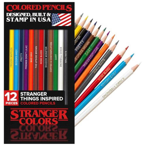 Mystery Lights Colored Pencils, 12 Foil-Stamped Gift Set - style: Stranger Things