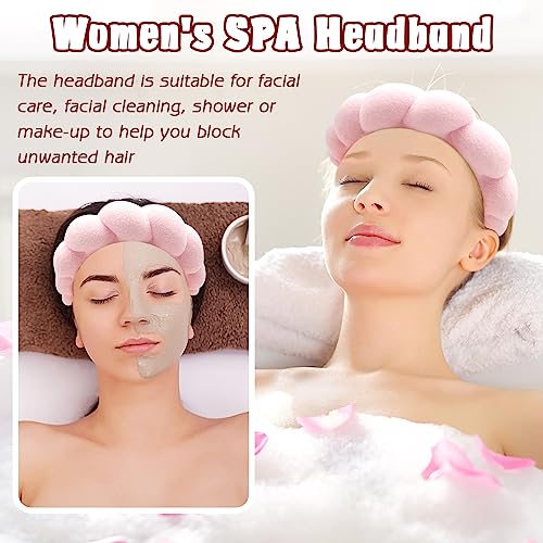 Zkptops Spa Headbands for Women Face Washing Wristband Sponge Makeup,Pink - color: Pink